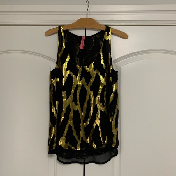 ❤️Eight Sixty Metallic Gold and Black Blouse XS - Picture 4 of 4